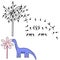 Dot to dot game for kids with cute dinosaur eating a palm leave