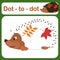 Dot-to-dot game for kids vector illustration. A puzzle game with tracking lines of numbers with a hedgehog.