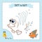 Dot to dot Game. Sea fish. Connect the dots by numbers to draw the fish. Education Game and Coloring Page with cartoon cute fish.