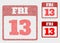 Dot Vector 13Th Friday Calendar Page Icons