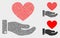 Dot Vector Heart Donation Hand Icons