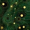 Dots line golden pattern on dark green background. Abstract geometric background. Abstract Connected points network tech