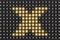 Dots matrix led diplay with illuminated symbol of X cross symbol