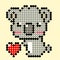 Dots pixel koala with love image. Vector Illustration of pixel art