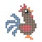 Dots pixel rooster image, for cross stitch patterns and beading patterns