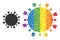 Dotted Digital Virus Composition Icon of Rainbow Spheres