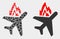 Dotted and Flat Vector Airplane Crash Icon