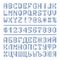 Dotted font alphabet digital letters and numbers