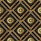 Dotted gold 3d halftone seamless pattern. Vector geometric greek
