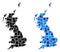 Dotted Great Britain Map with Blue Variant