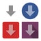 Dotted icon of downward direction arrow in four variants