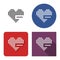 Dotted icon of heart with minus sign remove from favorites in four variants