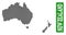 Dotted Map of Australia and New Zealand and Grunge Rectangle Rounded Caption