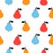 Dotted pear seamless blue and red pattern on white.