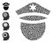 Dotted Police Head Mosaic of Rounded Dots and Bonus Icons