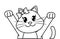Dotted shape adorable female cat with hands up