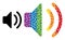 Dotted Sound Source Collage Icon of Rainbow Spheres