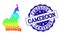 Dotted Spectrum Map of Cameroon and Grunge Stamp Seal