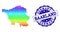 Dotted Spectrum Map of Saarland State and Grunge Stamp Seal