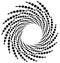 Dotted spiral element. Concentric swirling circles. Geometric ab