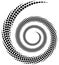 Dotted spiral element. Concentric swirling circles. Geometric ab