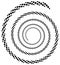 Dotted spiral element. Concentric swirling circles. Geometric ab