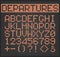 Dotted text. Electronic digital lighting alphabet letters and numbers for airplane monitor vector set