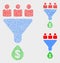 Dotted Vector Customers Sales Funnel Icons