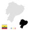 Dotted vector map of Equador. Round gray spots. Equador map with national flag and map icons