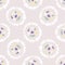 Dotty shibori tie dye sunburst circle stripe background. Seamless pattern on bleached resist white textile. Pastel dyed ink ring