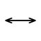 Double arrow icon. Thin line art image. 2 side arrow for illustration of width, length, height. Black simple symbol for measuring