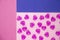 Double background pink and blue. Pink hearts. Background, textured that resembles a heart shape, divided in two