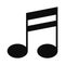 Double bar music note icon, simple style