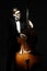 Double bass player. Classical musicians playing contrabass