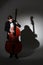 Double bass player playing contrabass Classical musician