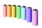 Double A batteries forming a rainbow in white background