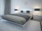 Double bed with bedside table in minimalist style