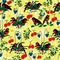 Double bird bleeding heart seamless pattern