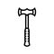 double bit axe weapon line icon vector illustration