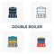 Double Boiler icon set. Four elements in diferent styles from household icons collection. Creative double boiler icons filled,