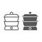 Double boiler line and glyph icon, kitchen