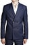 Double-breasted mens suit jacket with dark blue small checkered