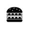 Double burger silhouette icon. Black simple illustration of fast food witn two meat hamburger, sauce, sesame. Flat isolated vector