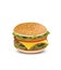 Double burger on white background