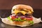 Double cheese burger with jalapeno tomato onion