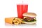 Double cheeseburger hamburger and fries menu meal combo fast foo
