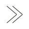 Double chevrons icon vector. Fast forward, next, skip line symbol.