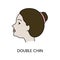 Double chin icon in vector, woman face illustration