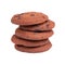 Double chocolate chip cookies isolated on white background. Cookies with chocolate drops. Sweet biscuits. Homemade