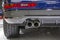 Double chrome exhaust pipe of powerful sport car with grey plastic details